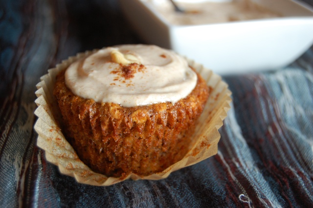 Banana Nut Cupcake with Peanut Butter and Greek Yogurt Frosting