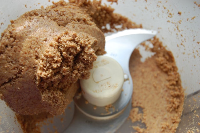 Ball Stage of Making Almond Butter in Food Processor